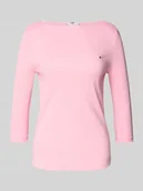 Bluzki damskie - Bluzka z długim rękawem o kroju slim z czystej bawełny - miniaturka - grafika 1