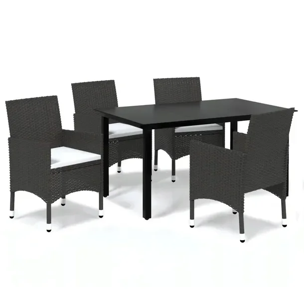 Komplet mebli ogrodowych z poduszkami, stół 150x90x74 cm, brązowy rattan