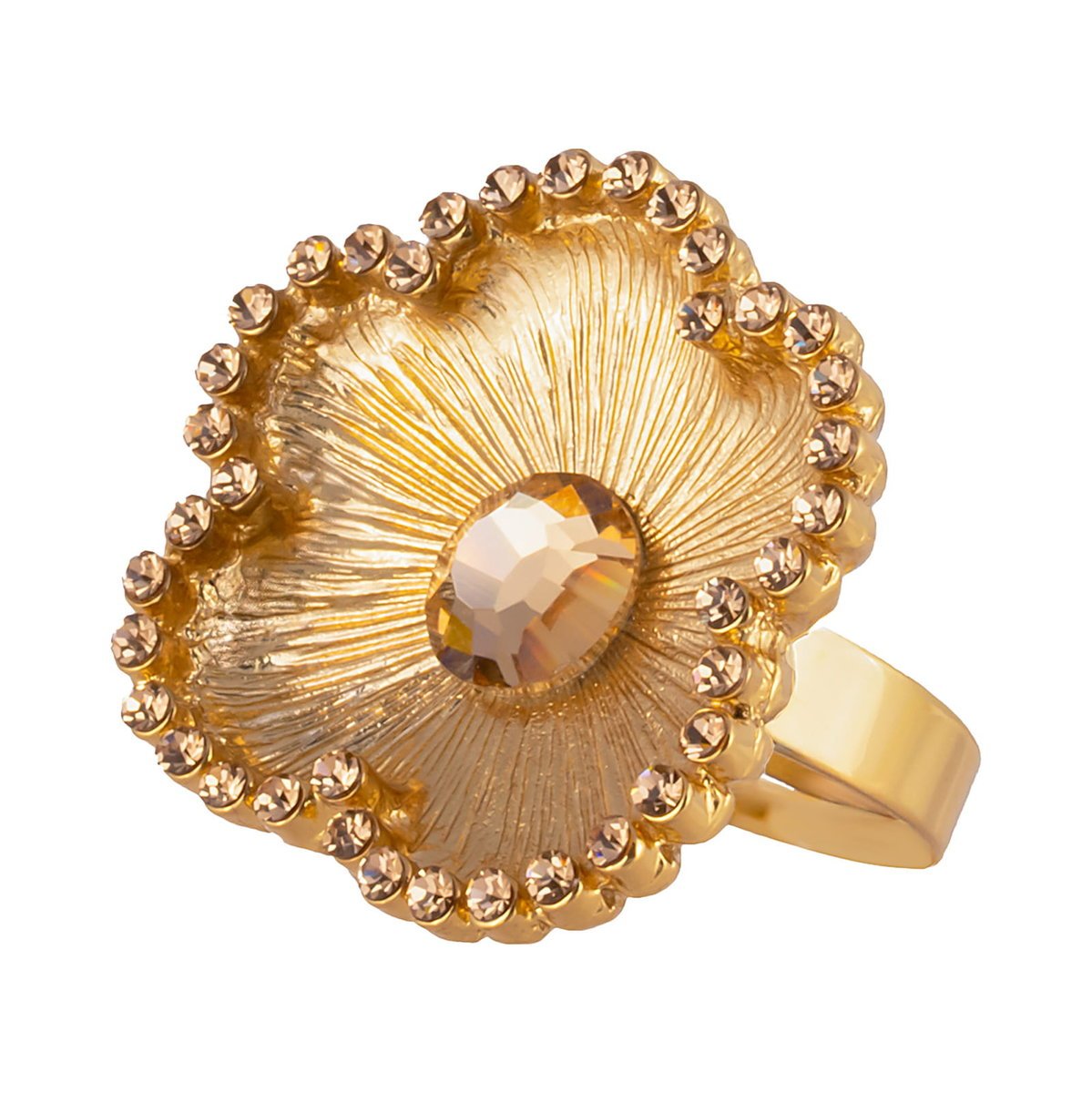 Pierścionek kwiat z kryształkami light colorado topaz (R25/WIO/04AU)