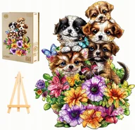 Puzzle - PUZZLE DREWNIANE SŁODKIE PIESKI 235 ELEMENTÓW SZCZENIACZKI PUDEŁKO Z DREWNA - miniaturka - grafika 1