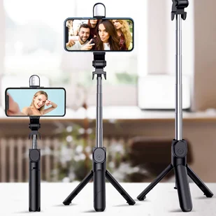 Uchwyt Alogy Bezprzewodowy Selfie Stick Bluetooth składany Tripod Mini statyw do telefonuZ lampką LED - Selfie stick - miniaturka - grafika 8