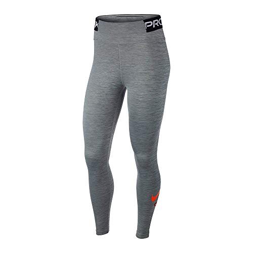 Nike One Tght Icnclsh damskie spodnie sportowe szary Iron Grey/Htr/Black/(Safety Orange) X-S