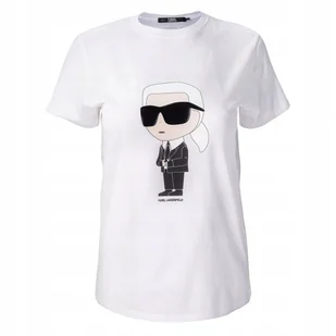 Biała Koszulka Damska T-shirt Duże Logo Karl Lagerfeld Oversize Elegancka r.S - Koszulki i topy damskie - miniaturka - grafika 1