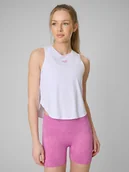 Koszulki sportowe damskie - 4F Top treningowy szybkoschnący damski - biały XS - miniaturka - grafika 1