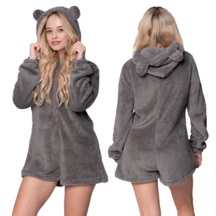 PIŻAMA ONESIE Kigurumi Kombinezon Przebranie Kostium MIŚ SZARA [ONESIE14] - Piżamy damskie - miniaturka - grafika 1