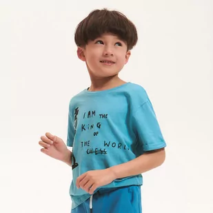 Reserved Reserved - Melanżowy t-shirt z nadrukiem - Niebieski - Koszulki dla chłopców - miniaturka - grafika 1