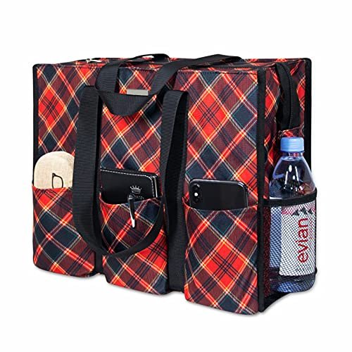 TOPDesign Wodoodporna, użytkowa torba na ramię z 13 kieszeniami zewnętrznymi i wewnętrznymi, górnym zapięciem na zamek błyskawiczny i grubym spodem, dla kobiet pracujących, nauczycieli, pielęgniarek, księgowych (siatka)