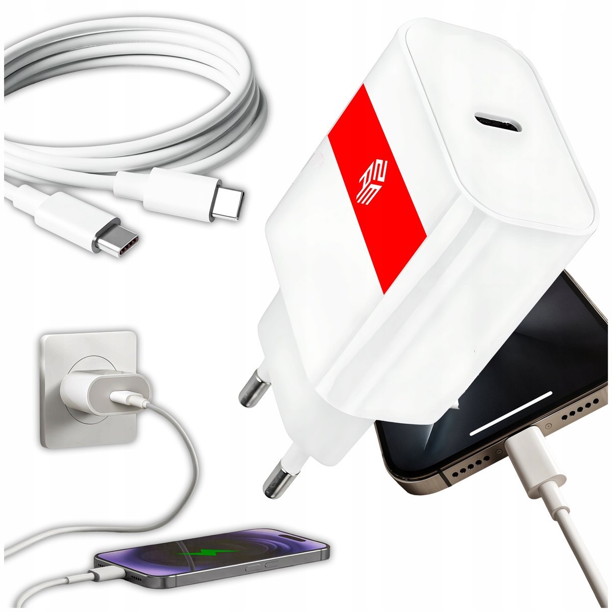 SZYBKA ŁADOWARKA SIECIOWA DO TELEFONU PD 3.0 25W KABEL USB-C 2M QC