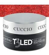 Żele do paznokci - Cuccio Żel T3 LED galarretta BROKAT RUBY RED 28 g UCP6971-LED - miniaturka - grafika 1
