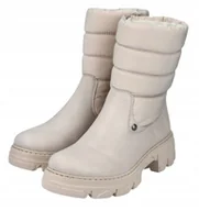 Śniegowce damskie - Rieker Damskie Śniegowce Beżowe Ocieplane 36 Jra - miniaturka - grafika 1