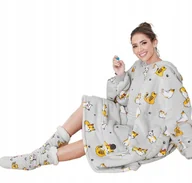 Bluzy damskie - Ciepła Bluza Oversize XXL Koc Włochacz Futrzak 2w1 - miniaturka - grafika 1