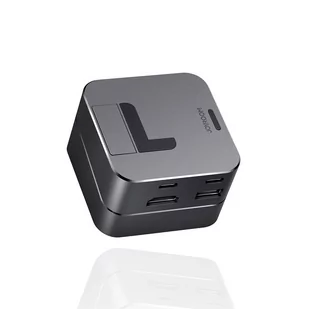 Joyroom Joyroom podstawka wielofunkcyjny HUB USB Typ C - USB 3.0 / RJ45 / HDMI / USB Typ C / Thunderbolt do MacBook Pro szary (S-H121 Gray) - Huby USB - miniaturka - grafika 1