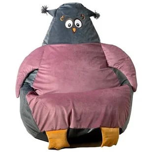 Pufa worek GO GIFT Sowa Szaro-różowy 130 x 90 cm - Fotele i pufy dla dzieci - miniaturka - grafika 1