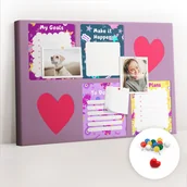 Tablice i flipcharty - Szkolna Tablica korkowa 60x40 cm, Kolorowe Pinezki, wzór Potworne notatki - miniaturka - grafika 1