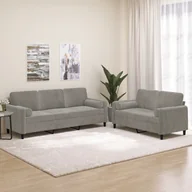 Komplety wypoczynkowe - vidaXL 2-cz. komplet wypoczynkowy z poduszkami, jasnoszary, aksamit - miniaturka - grafika 1