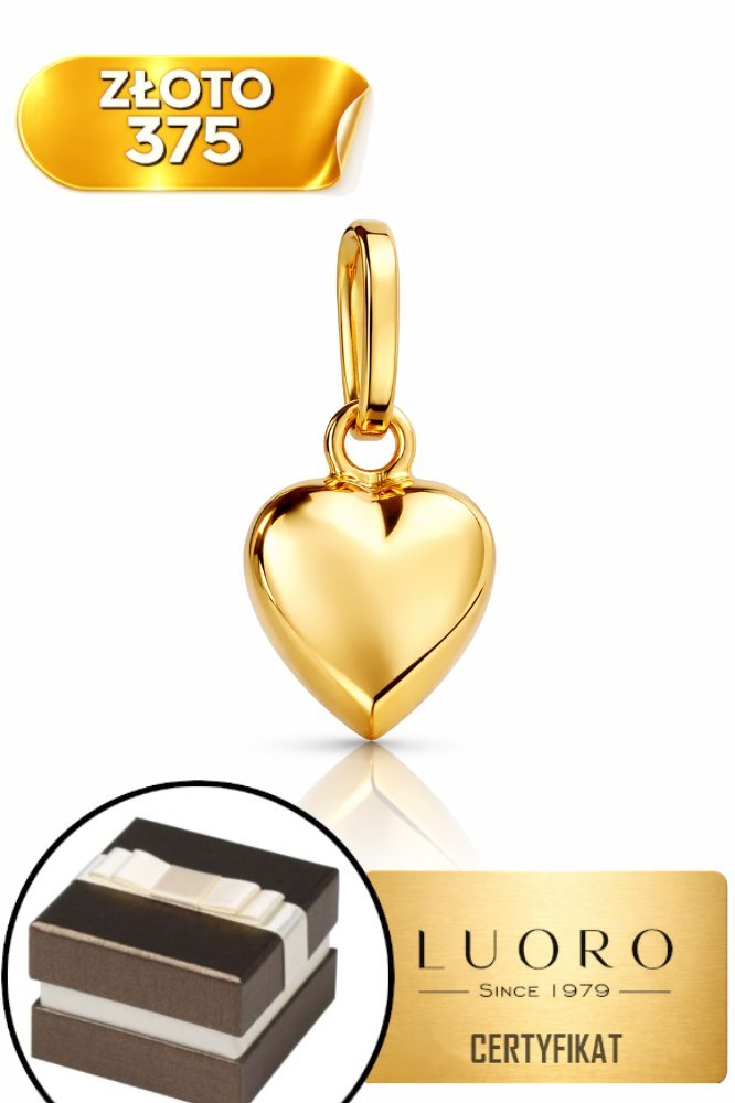 ZAWIESZKA ZŁOTA 375 SERCE OZDOBNA DELIKATNA 1,3 CM ELEGANCKI PREZENT