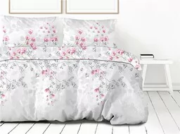 Greno Pościel satynowa 220x200 Kyoto Gray szara różowa kwiaty Frotex 1 - Pościel - miniaturka - grafika 1