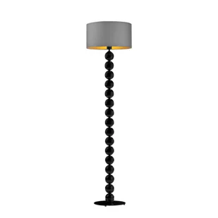 Czarna lampa podłogowa do czytania GIZA GOLD z szarym abażurem - Lampy stojące - miniaturka - grafika 1