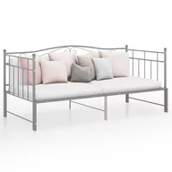 Sofy i kanapy - vidaXL Sofa z wysuwaną ramą łóżka szara metalowa 90x200 cm 324784 - miniaturka - grafika 1