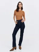 Spodnie damskie - Jeansy damskie z wysokim stanem i przeszyciami - miniaturka - grafika 1