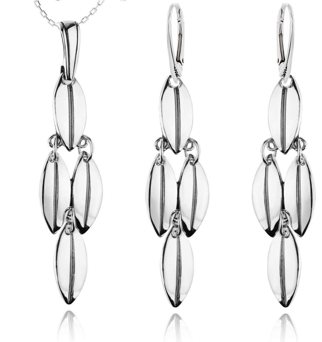 Srebrny Komplet Biżuterii Z Ruchomych Elementów