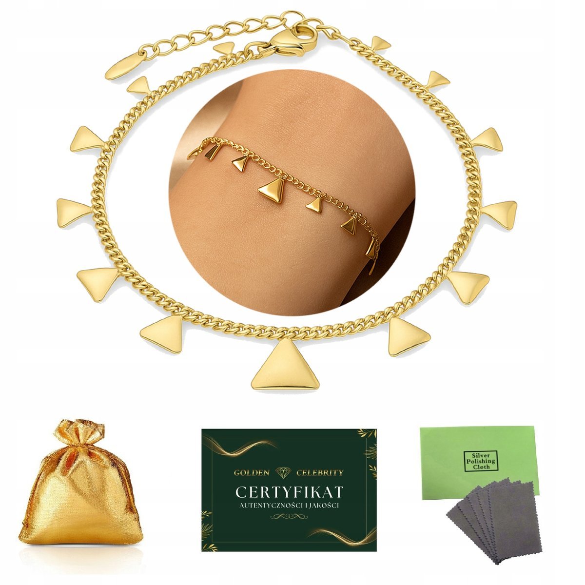 DAMSKA BRANSOLETKA ZE STALI CHIRURGICZNEJ CELEBRYTKA, REGULOWANA, PIĘKNA