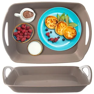 Orion Taca kuchenna prostokątna głęboka do serwowania z uchwytami uniwersalna solidna 43,5x31,5x9 cm O-153834 + O-153834 - Tace i patery - miniaturka - grafika 1