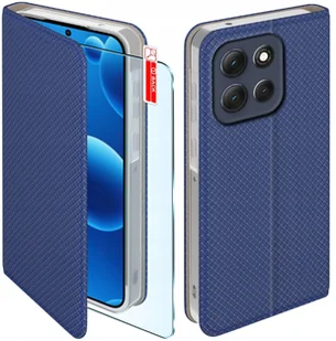 Etui z klapką do Motorola G56 5G Power Zamykane Granatowe Futerał + Szkło - Etui i futerały do telefonów - miniaturka - grafika 1