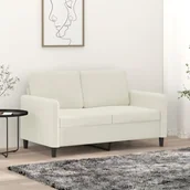 Sofy i kanapy - vidaXL Sofa 2-osobowa, kremowy, 120 cm, tapicerowana aksamitem - miniaturka - grafika 1