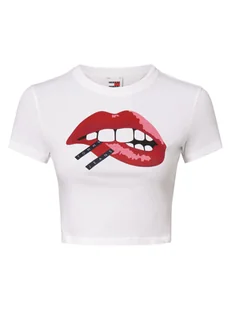 Tommy Jeans Koszulka damska Kobiety Bawełna biały nadruk, M - Koszulki i topy damskie - miniaturka - grafika 1