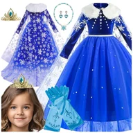 Sukienki - STRÓJ ELSA ELZA PRZEBRANIE SUKIENKA KRAINA LODU NA BAL KARNAWAŁOWY - 122-128 - miniaturka - grafika 1
