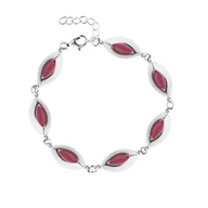 Bransoletki - Srebrna bransoletka 925 z czerwonymi kamieniami - Koral - miniaturka - grafika 1