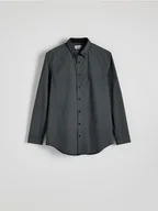 Koszule męskie - Reserved - Koszula slim fit z bawełną - ciemnoszary - miniaturka - grafika 1