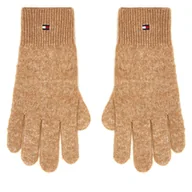 Rękawiczki - Rękawiczki Damskie Tommy Hilfiger Flag Fluffy AW0AW17797 Beżowy - miniaturka - grafika 1