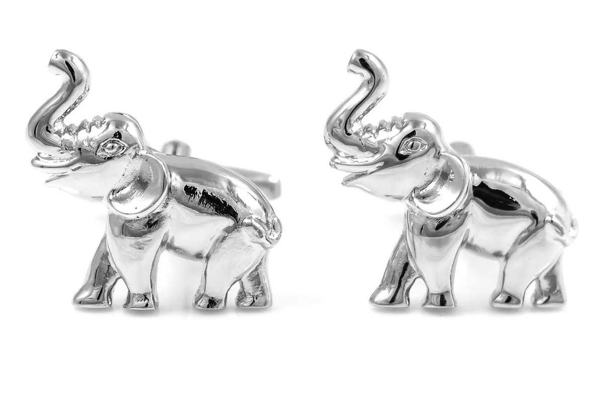 Srebrne spinki do mankietów - słonie na szczęście U26