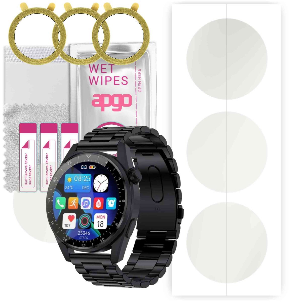 3x Folia hydrożelowa MATOWA do Rubicon RNCE78 - apgo Smartwatch Hydrogel MATTE Protection Ochrona na ekran smartwatcha