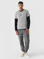 Koszulki sportowe męskie - Męski t-shirt z nadrukiem 4F 4FRAW24TTSHM2299  - szary - miniaturka - grafika 1