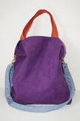 Torebki damskie - Torba na ramię XL - fiolet,pomarańcz,szaroniebieski - miniaturka - grafika 1