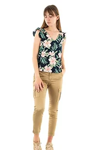 ONLY Damska koszulka Onlsylvie Life Fr S/S Frill Top PTM, Navy Blazer/Aop: Jungle, M - Koszulki i topy damskie - miniaturka - grafika 1