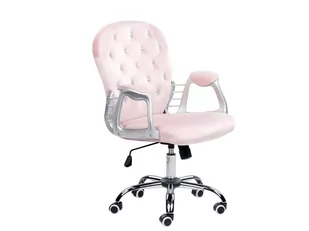 Fotel biurowy, krzesło biurowe Krzesło biurowe regulowane welurowe różowe z kryształkami PRINCESS - Fotele i krzesła biurowe - miniaturka - grafika 4