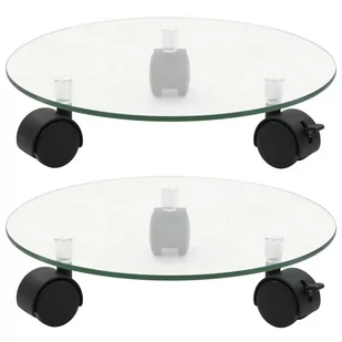 vidaXL Stojaki na kwiaty, na kółkach, 2 szt., szkło, 28 cm, okrągłe - Donice - miniaturka - grafika 1