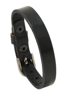 Bransoletki - Prosta skórzana bransoletka w stylu punk z metalowym zapięciem Czarny - miniaturka - grafika 1