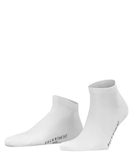 Sneakersy męskie - FALKE Męskie sneakersy Cool 24/7, bawełniane, czarno-białe, wiele innych kolorów, wzmocnione męskie sneakersy bez motywu, oddychające, odporne na pot, cienkie i jednokolorowe, 1 para, biały (White - grafika 1