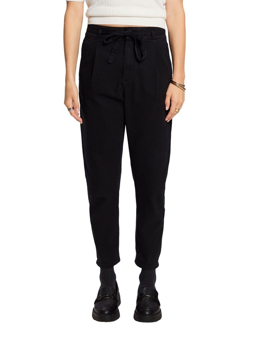 ESPRIT CZARNE SPODNIE CASUAL Z WIĄZANIEM W PASIE PROSTE 32 6FA
