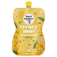 Soki i napoje niegazowane - Bracia Sadownicy Sycący mus z siemieniem lnianym i mango 200 g - miniaturka - grafika 1