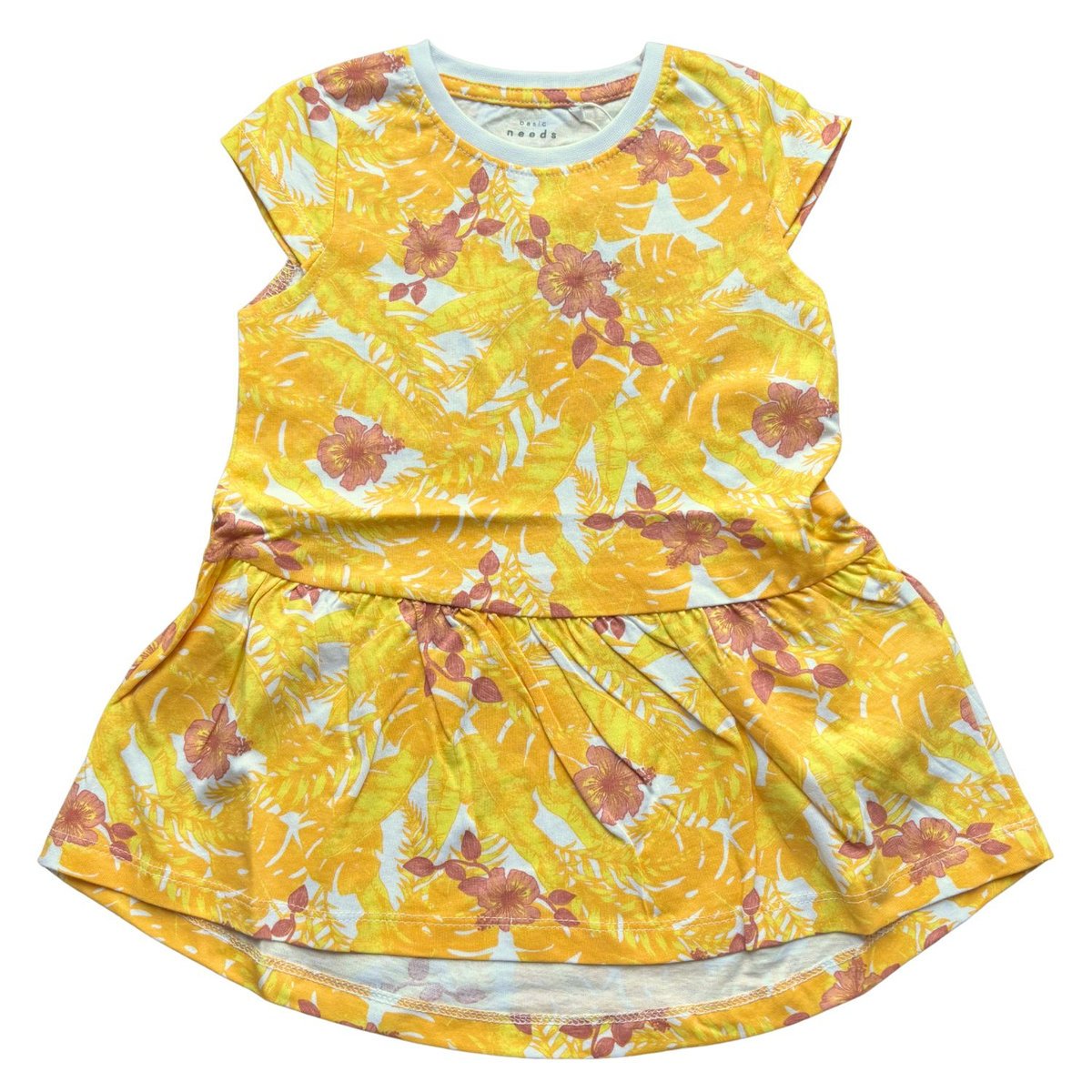 Sukienka dziewczęca Name It Vigga bawełniana w kwiaty żółta-92