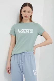 Koszulki sportowe damskie - Vans t-shirt bawełniany damski kolor zielony - grafika 1