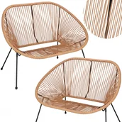 Sofy ogrodowe - Kanapa ażurowa na balkon, taras z rattanu, sofa na nóżkach beżowa - miniaturka - grafika 1