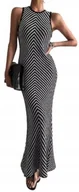 Sukienki i spódnice sportowe - Letnia Sukienka Dzianinowa Maxi Czarna Bez Rękawów w pasy - miniaturka - grafika 1