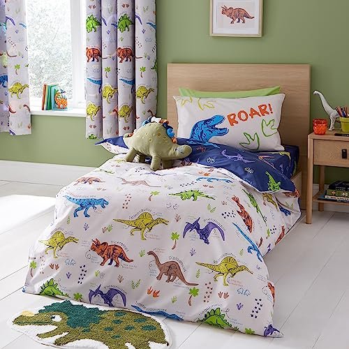 Niebiesko-beżowa pościel dziecięca jednoosobowa 135x200 cm Prehistoric Dinosaurs – Catherine Lansfield